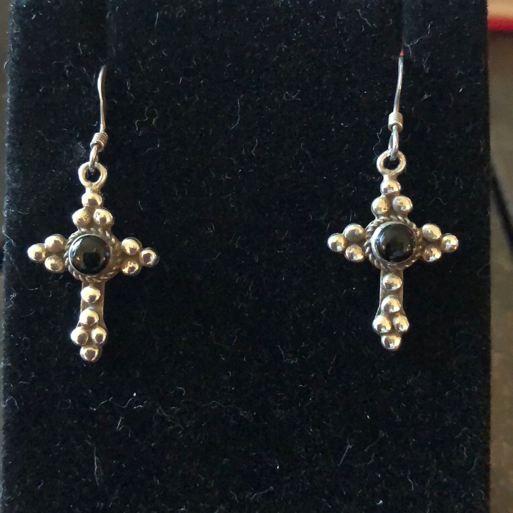 Gorgeous STERLING SILVER Cross Earrings